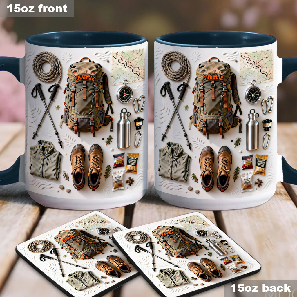 Love Hiking - Personalized Hiking Accent Mug & Coaster