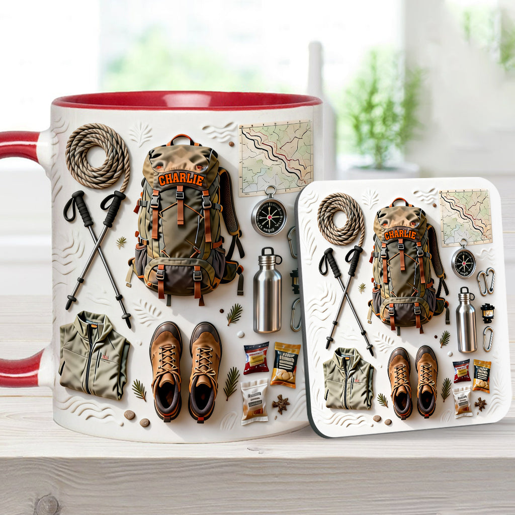 Love Hiking - Personalized Hiking Accent Mug & Coaster