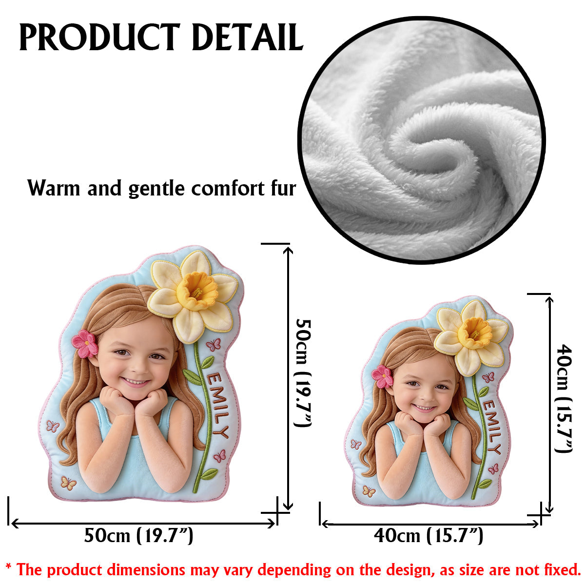 Birth Flower - Personalized Kid Faux Fur Shaped Pillow