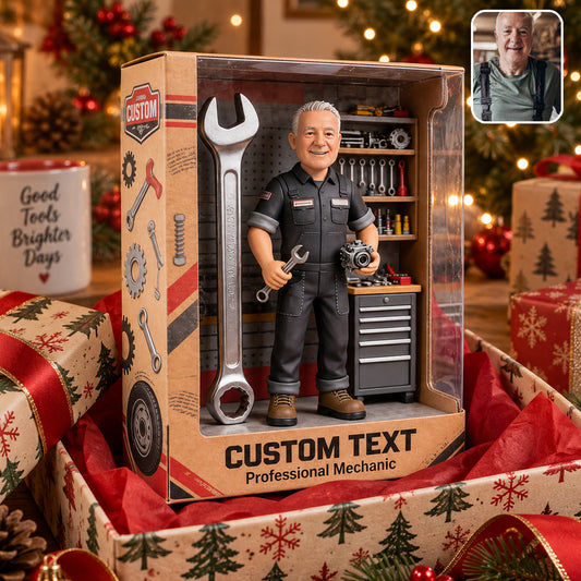 Mechanic With Wrench & Gears - Garage Decor - Personalized Mechanic Acrylic Display Box