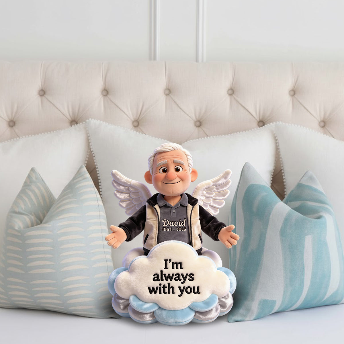 Je suis toujours avec toi - Coussin commémoratif personnalisé en fausse fourrure en forme de losange