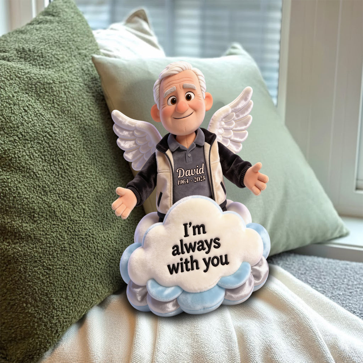 Je suis toujours avec toi - Coussin commémoratif personnalisé en fausse fourrure en forme de losange