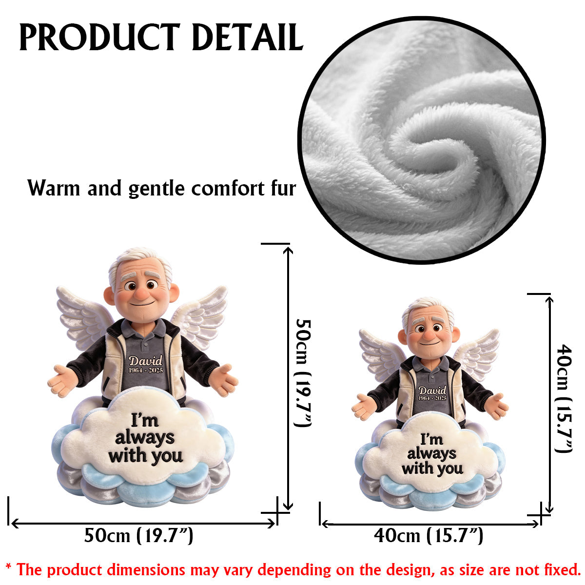Je suis toujours avec toi - Coussin commémoratif personnalisé en fausse fourrure en forme de losange