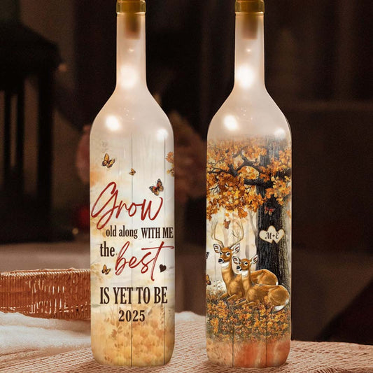 Vieillir ensemble - Lampe personnalisée pour couple en forme de bouteille de vin