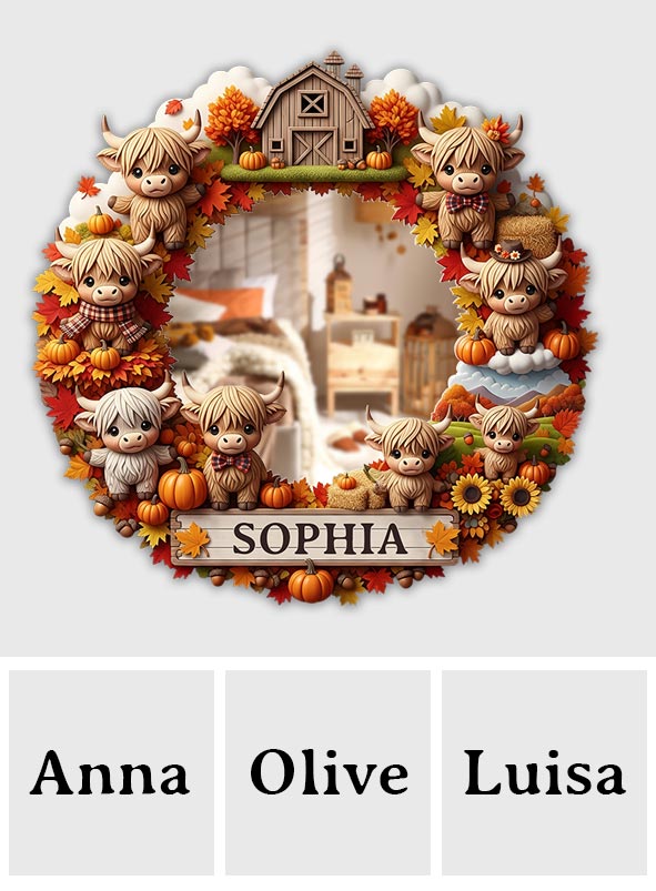 Autumn Highland Cows - Personalized Highland Cow Wall Hanging Mirror