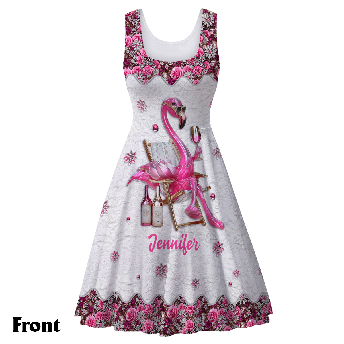 Be a Flamingo In a Flock of Pigeons - Personalized Flamingo Sleeveless Dress