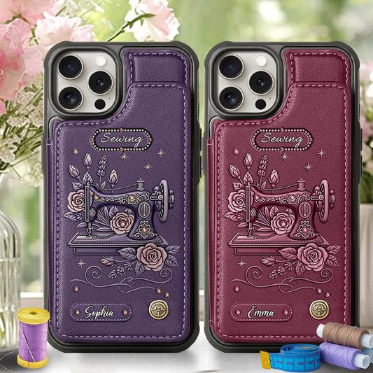 Passionnée de couture - Étui portefeuille personnalisé pour téléphone