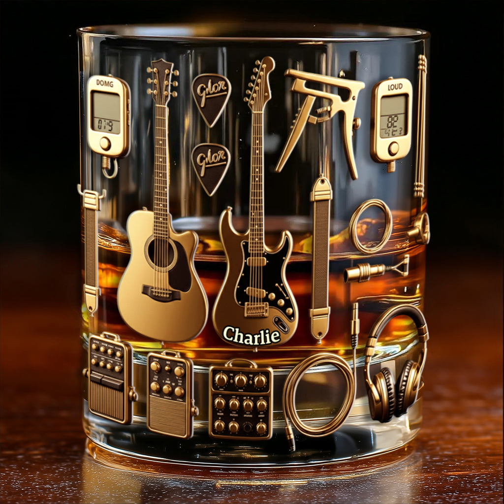 Guitariste - Coffret carafe à whisky personnalisée en forme de guitare