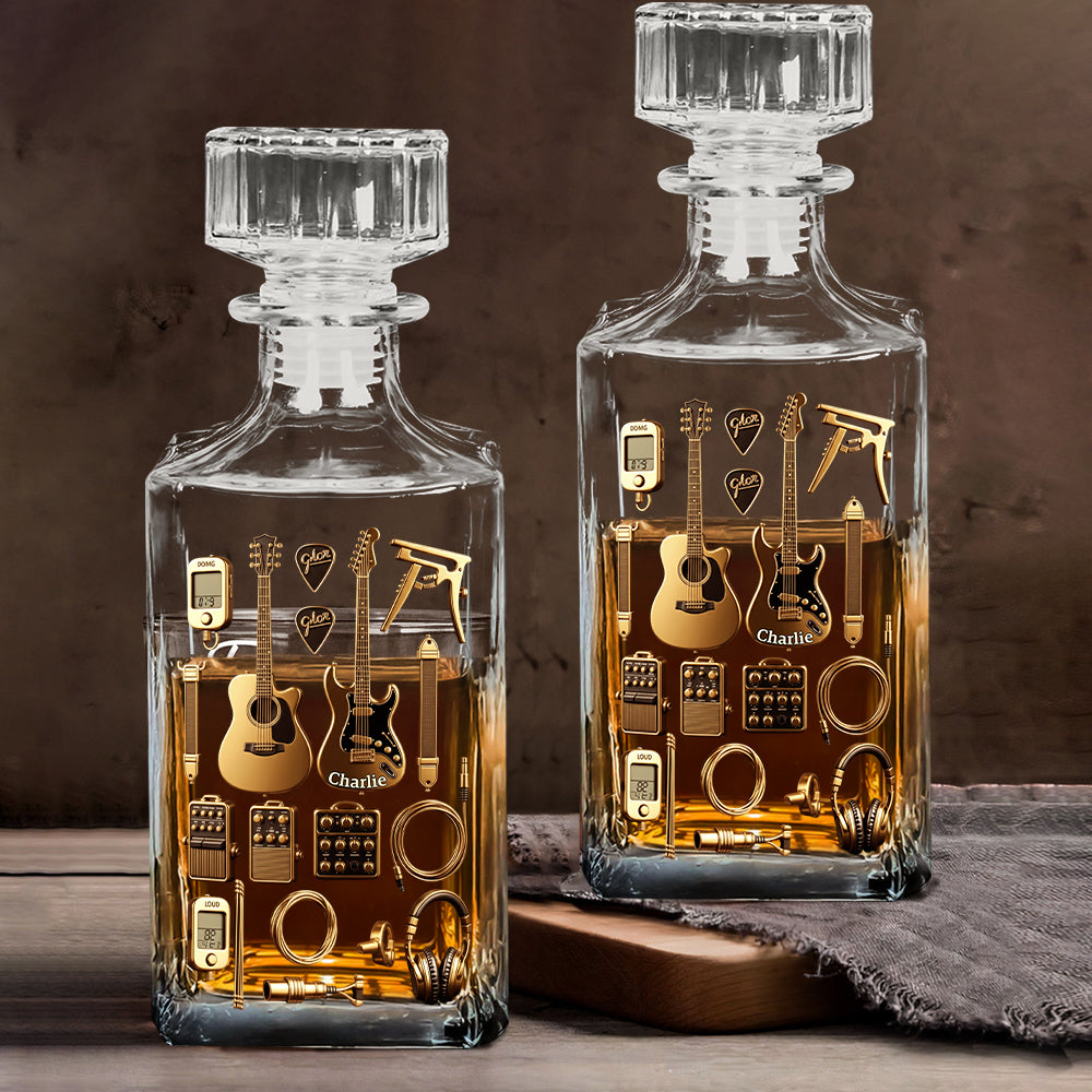 Guitariste - Coffret carafe à whisky personnalisée en forme de guitare