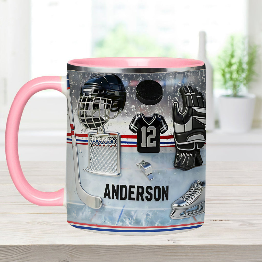 J'adore le hockey sur glace ! Mug et sous-verre personnalisés sur le thème du hockey