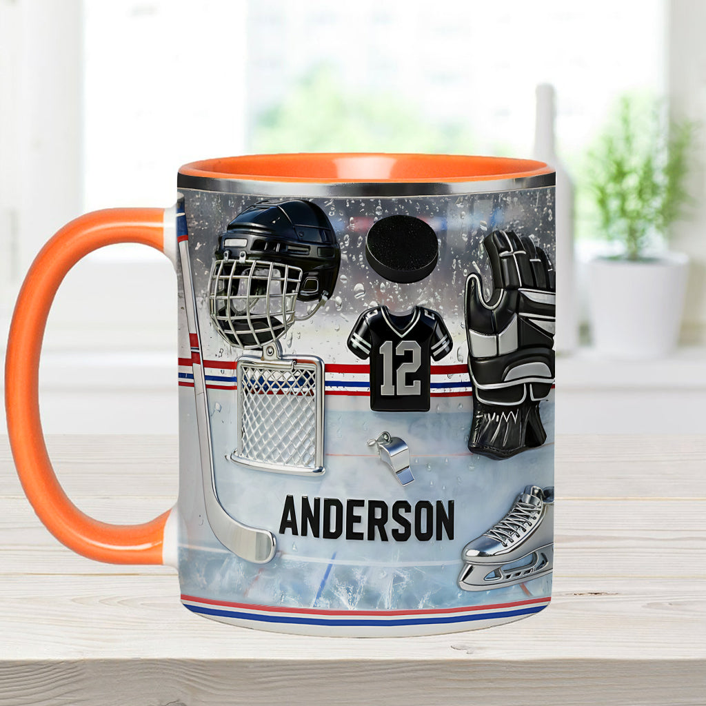 J'adore le hockey sur glace ! Mug et sous-verre personnalisés sur le thème du hockey