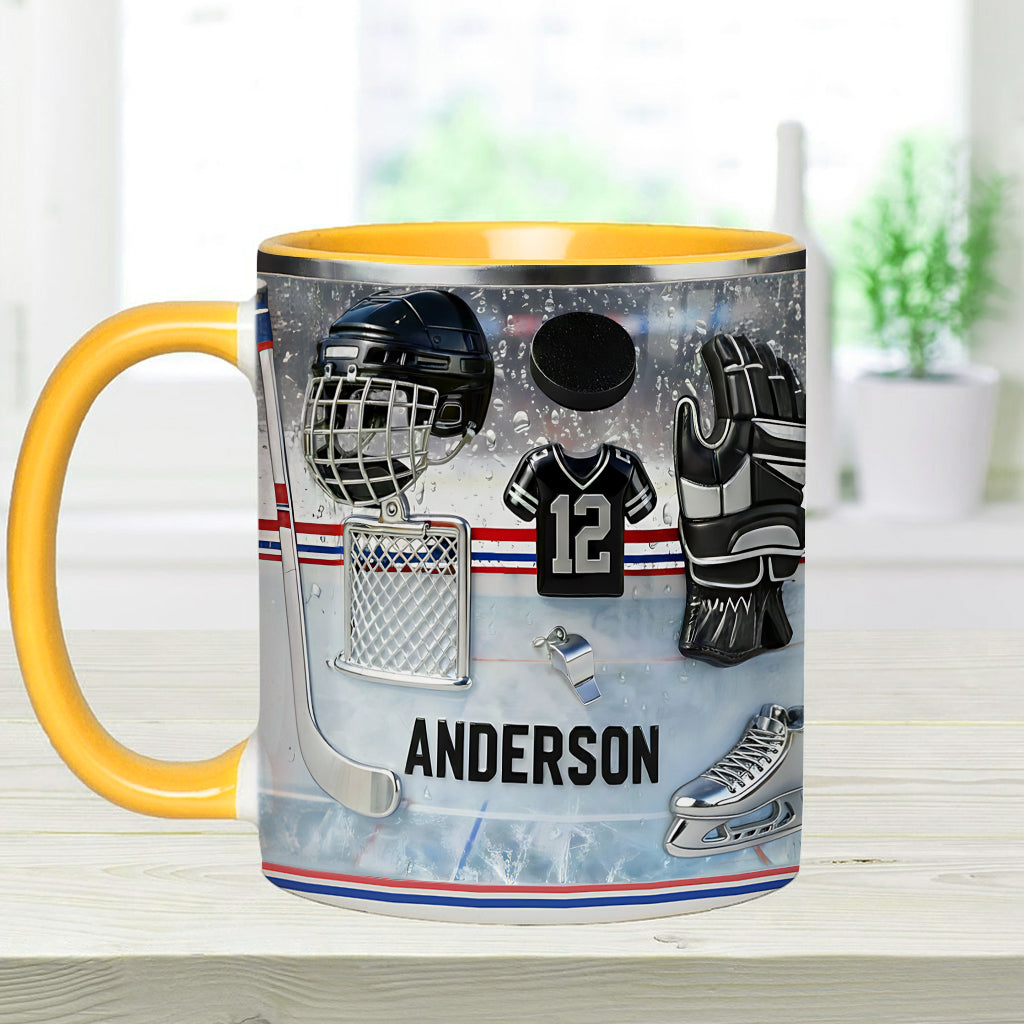 J'adore le hockey sur glace ! Mug et sous-verre personnalisés sur le thème du hockey