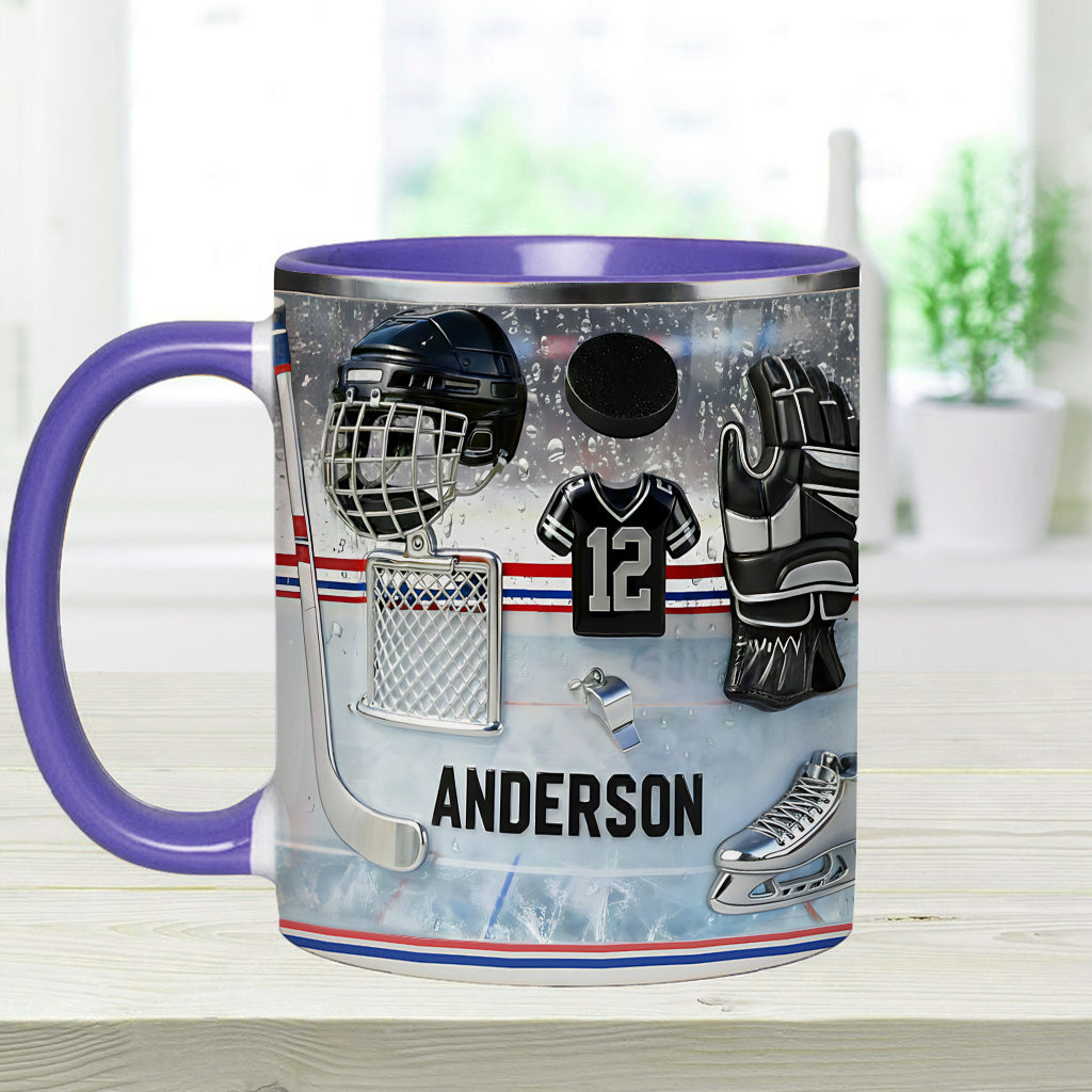 J'adore le hockey sur glace ! Mug et sous-verre personnalisés sur le thème du hockey