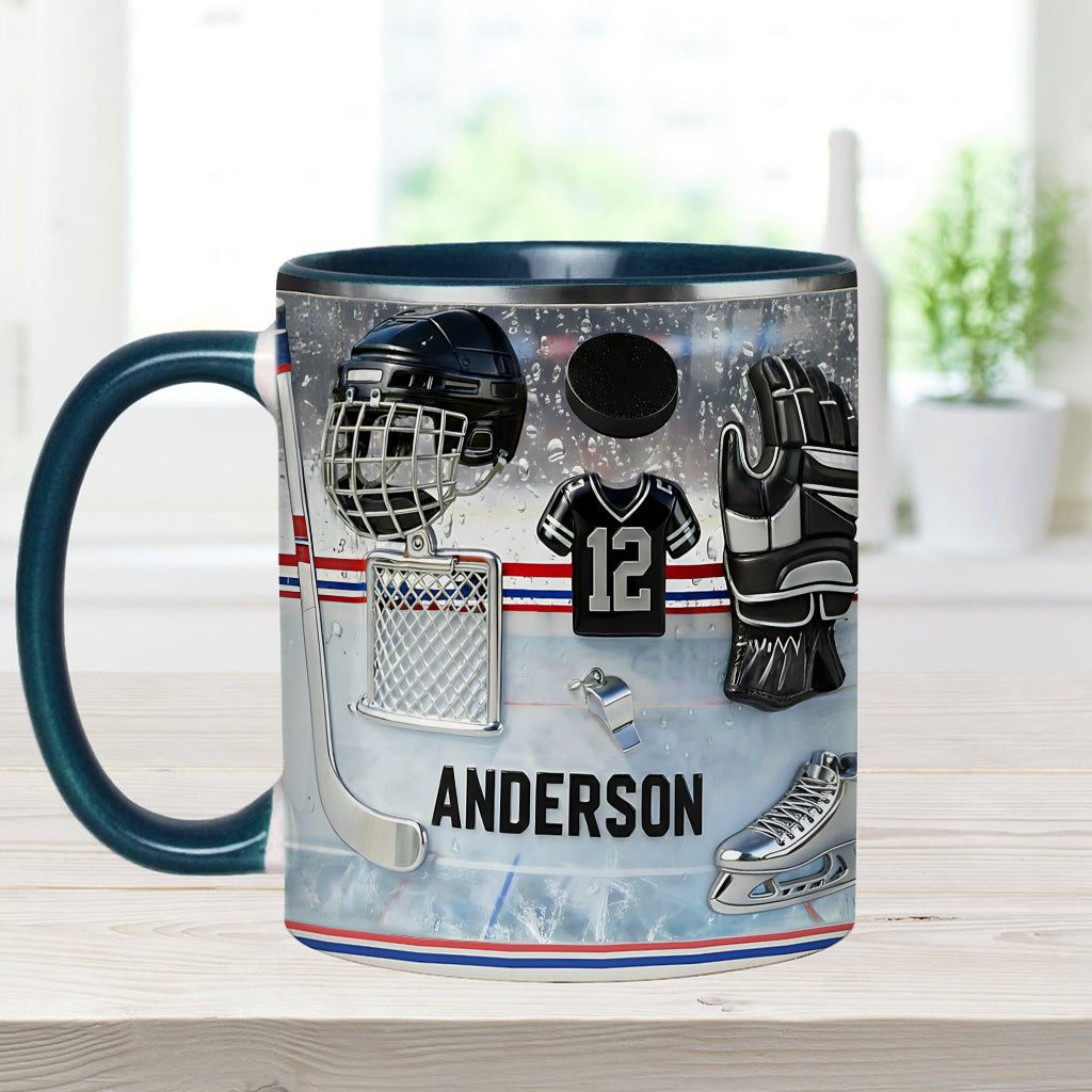 J'adore le hockey sur glace ! Mug et sous-verre personnalisés sur le thème du hockey