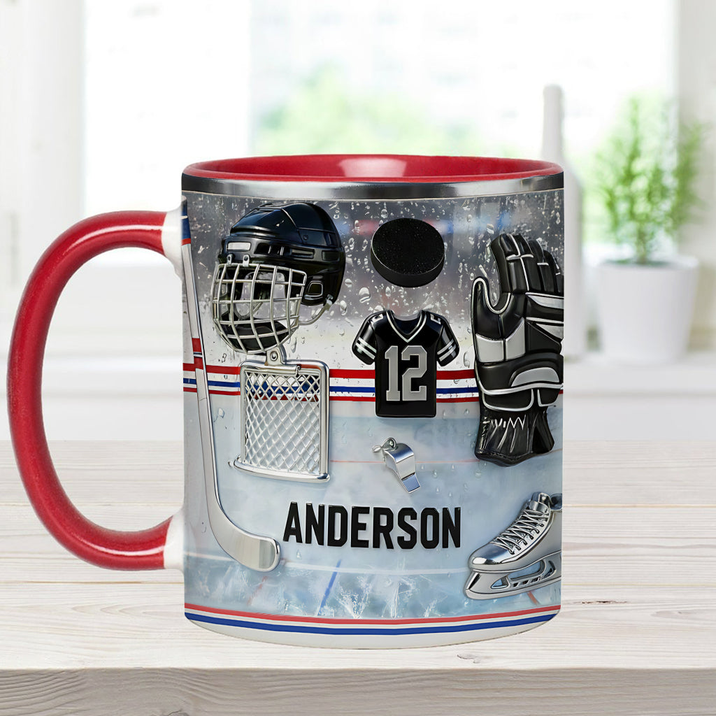 J'adore le hockey sur glace ! Mug et sous-verre personnalisés sur le thème du hockey