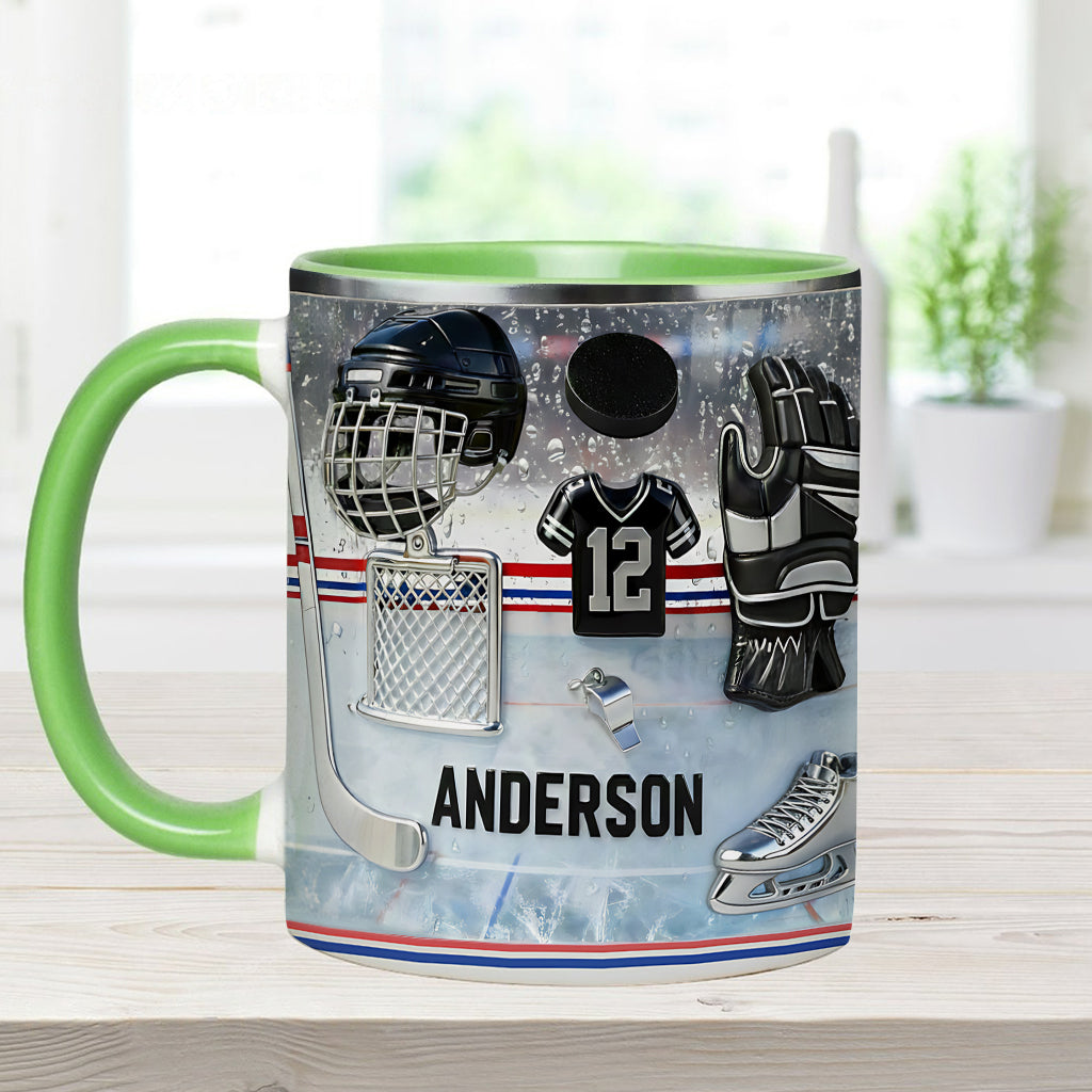J'adore le hockey sur glace ! Mug et sous-verre personnalisés sur le thème du hockey