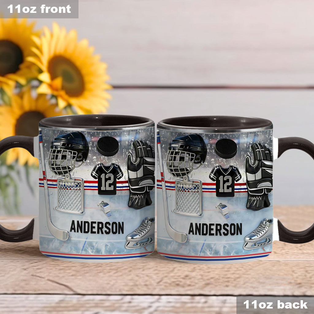 J'adore le hockey sur glace ! Mug et sous-verre personnalisés sur le thème du hockey
