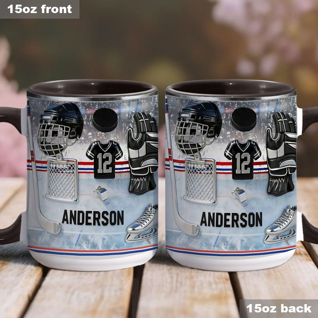 J'adore le hockey sur glace ! Mug et sous-verre personnalisés sur le thème du hockey