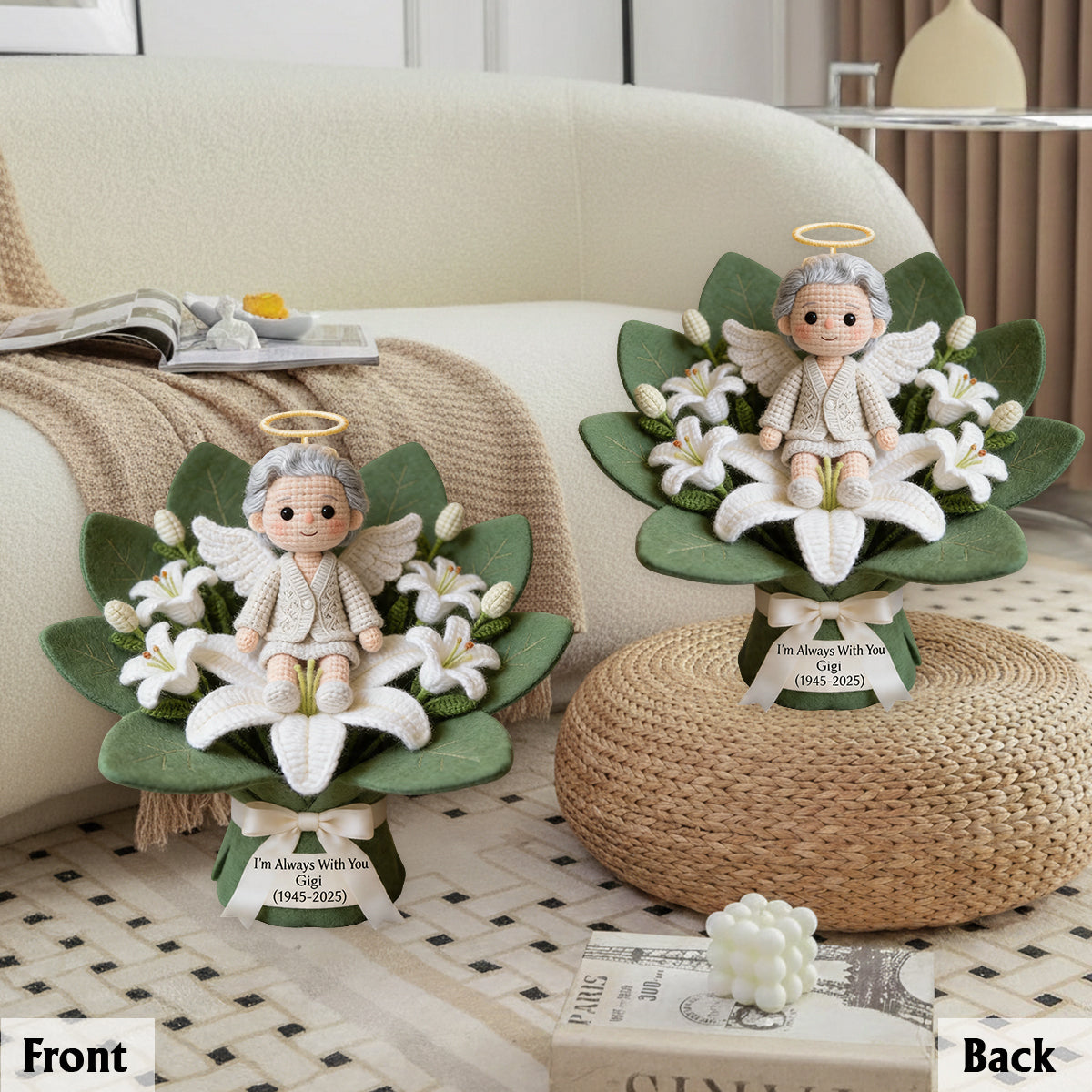 Toujours avec Vous - Coussin Mémorial Personnalisé en Fourrure Synthétique Premium