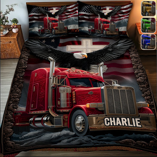 Truck Driver - Personalized Trucker Quilt Set