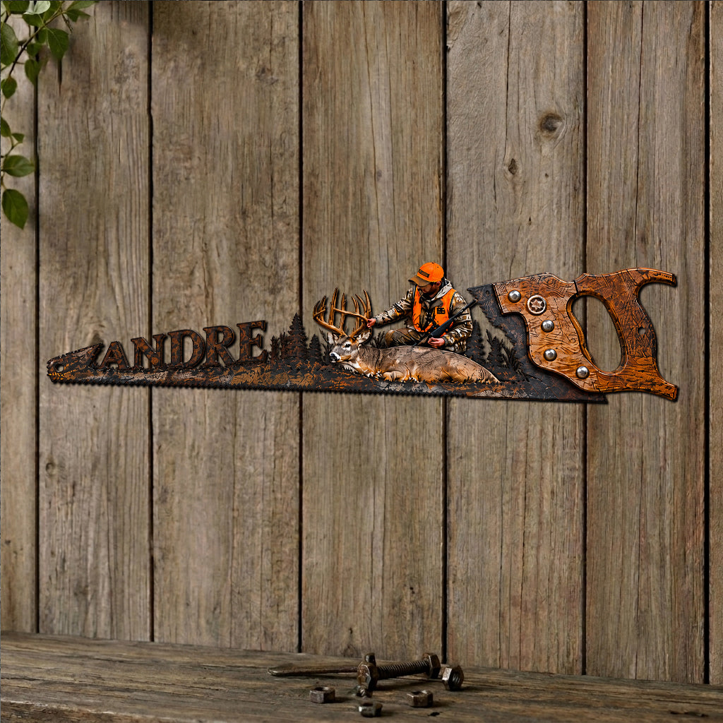 Saw Blade Hunting Side - Personalized Hunting Cut Metal Sign