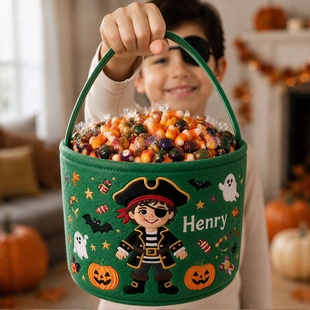 Trick Or Treat - Personalized Kid Canvas Bucket Bag