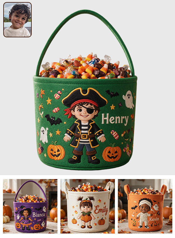 Trick Or Treat - Personalized Kid Canvas Bucket Bag