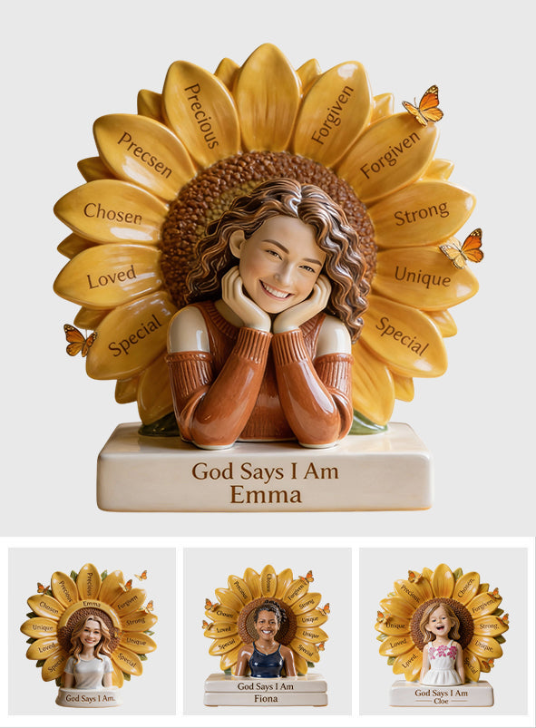 Plaque en acrylique personnalisée à partir de n'importe quelle photo « Dieu dit que je suis » - Plaque chrétienne personnalisée de forme personnalisée