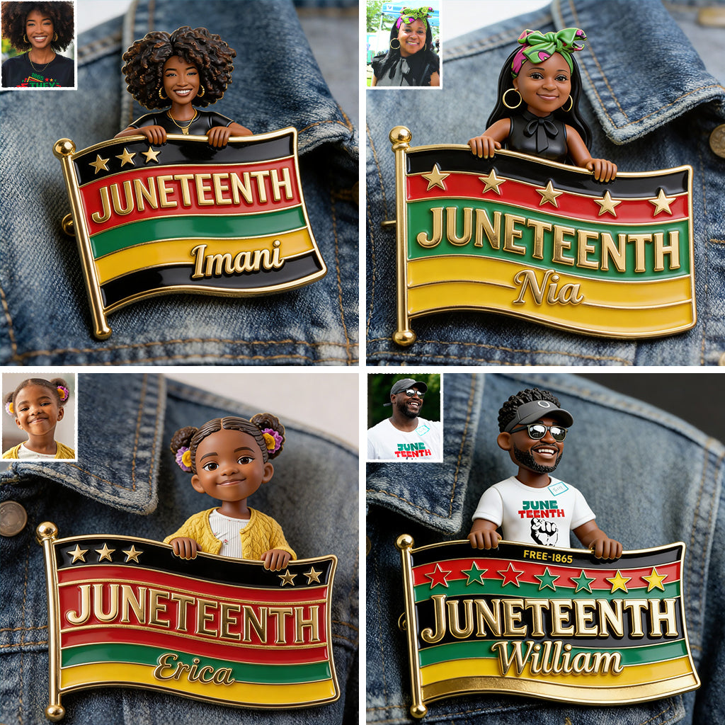 Célébration de la Liberté 1865 - Épingle en Émail Embossée Personnalisée Juneteenth
