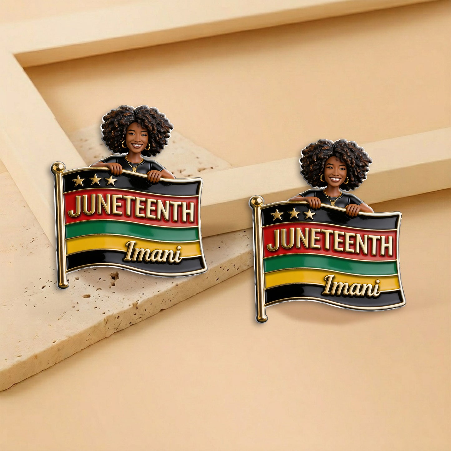 Célébration de la Liberté 1865 - Épingle en Émail Embossée Personnalisée Juneteenth