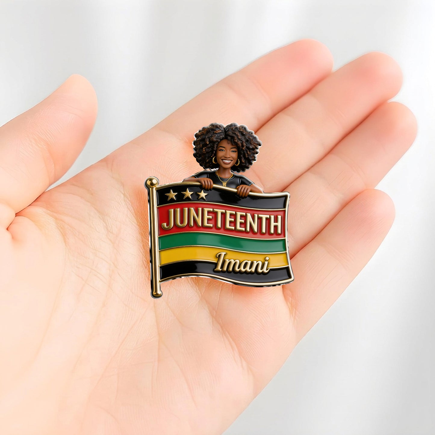 Célébration de la Liberté 1865 - Épingle en Émail Embossée Personnalisée Juneteenth