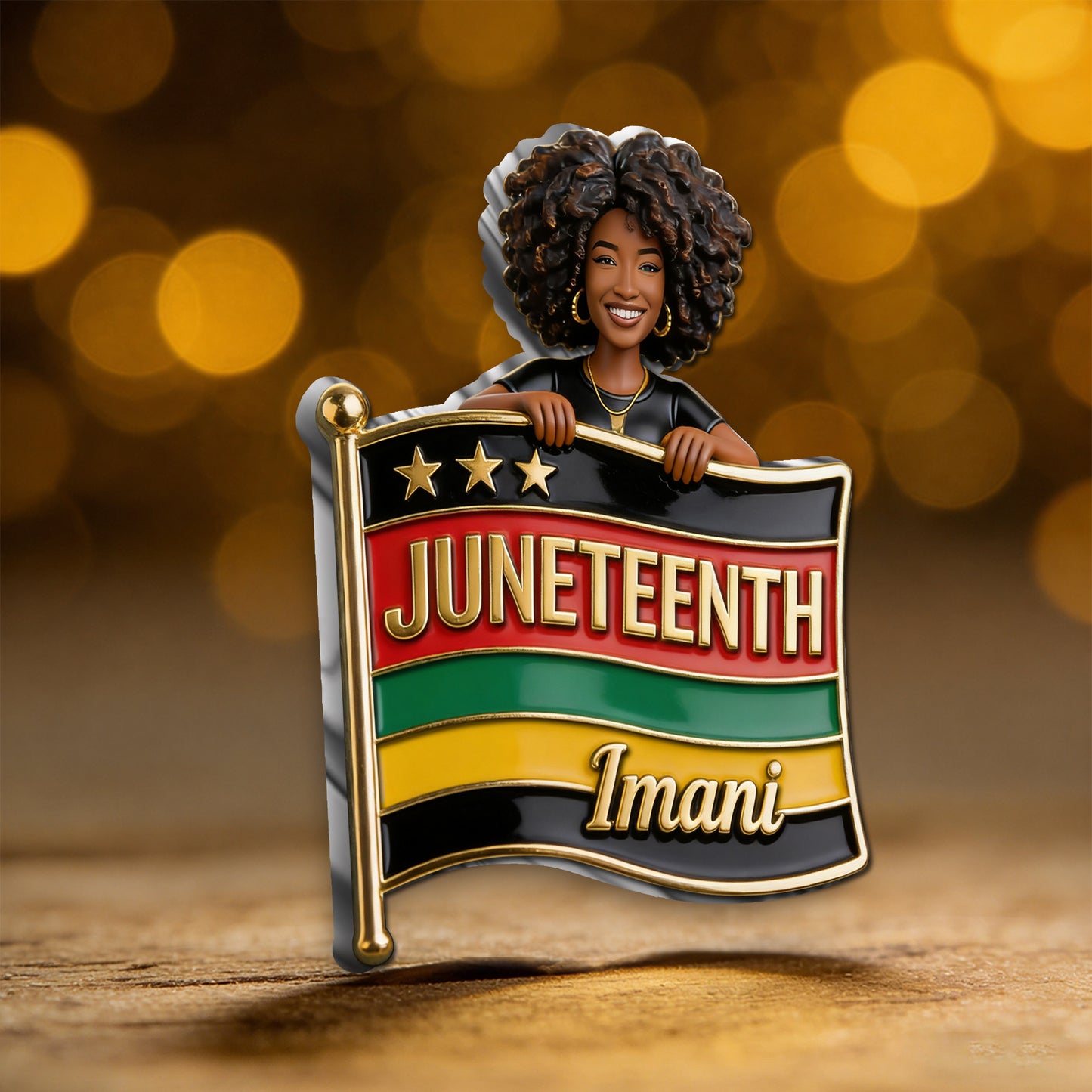 Célébration de la Liberté 1865 - Épingle en Émail Embossée Personnalisée Juneteenth