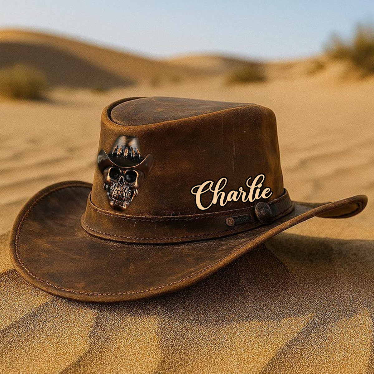 Tête de squelette humain, style cowboy - Chapeau de cowboy à large bord personnalisé pour tenue western