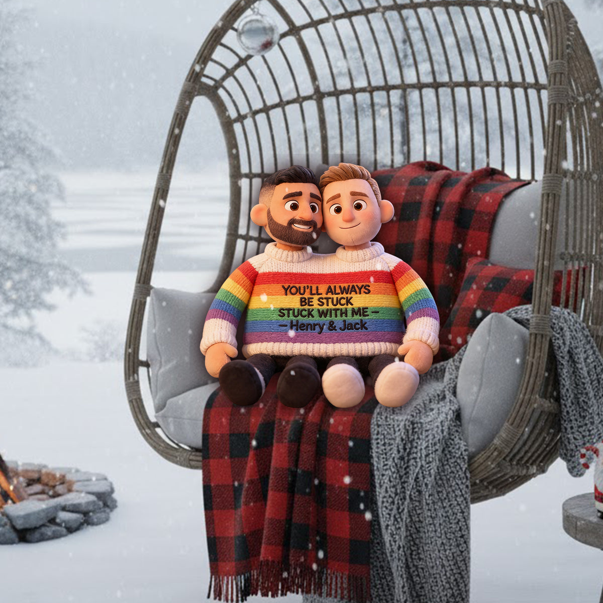 Coussin en Fausse Fourrure Personnalisé - Soutien LGBT Amour Est Amour