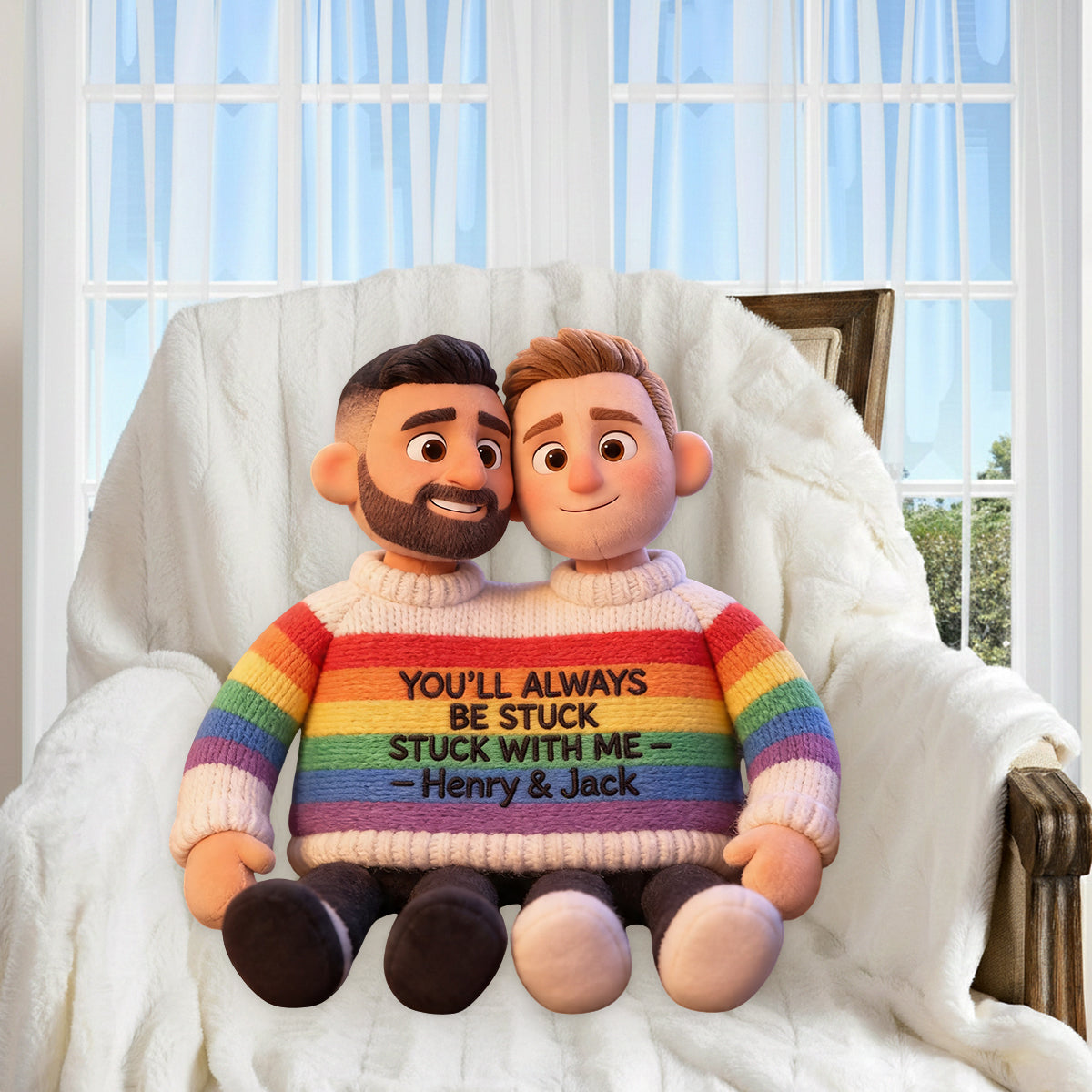 Coussin en Fausse Fourrure Personnalisé - Soutien LGBT Amour Est Amour