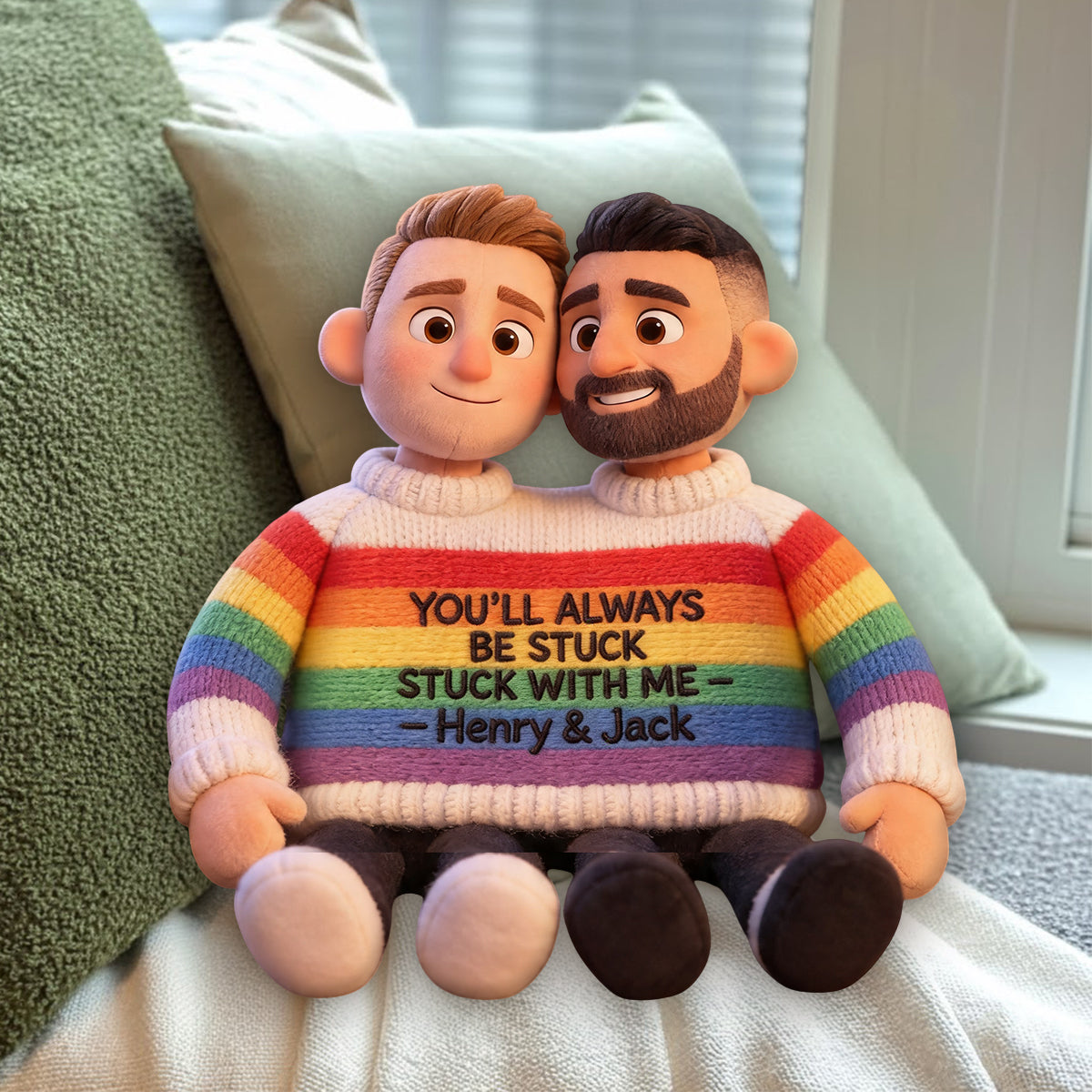 Coussin en Fausse Fourrure Personnalisé - Soutien LGBT Amour Est Amour