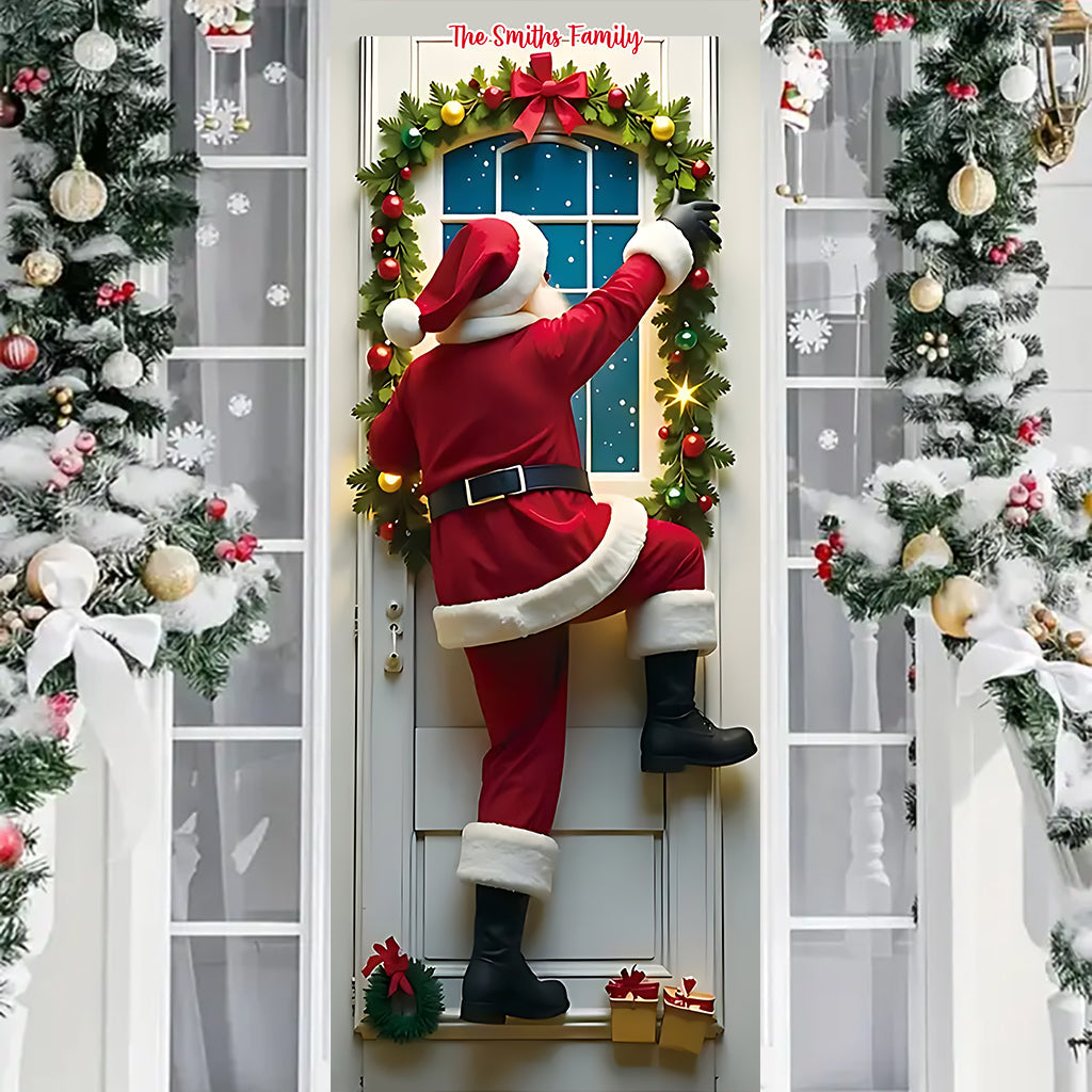 Père Noël furtif - Autocollant de porte familial personnalisé