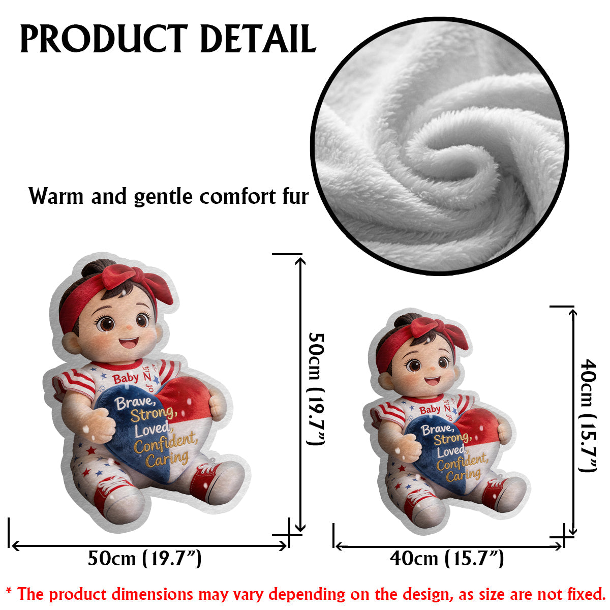 Courageux, Fort, Aimé - Cadeau d'affirmations - Coussin personnalisé en fausse fourrure pour enfant