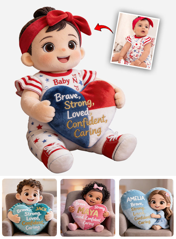 Courageux, Fort, Aimé - Cadeau d'affirmations - Coussin personnalisé en fausse fourrure pour enfant