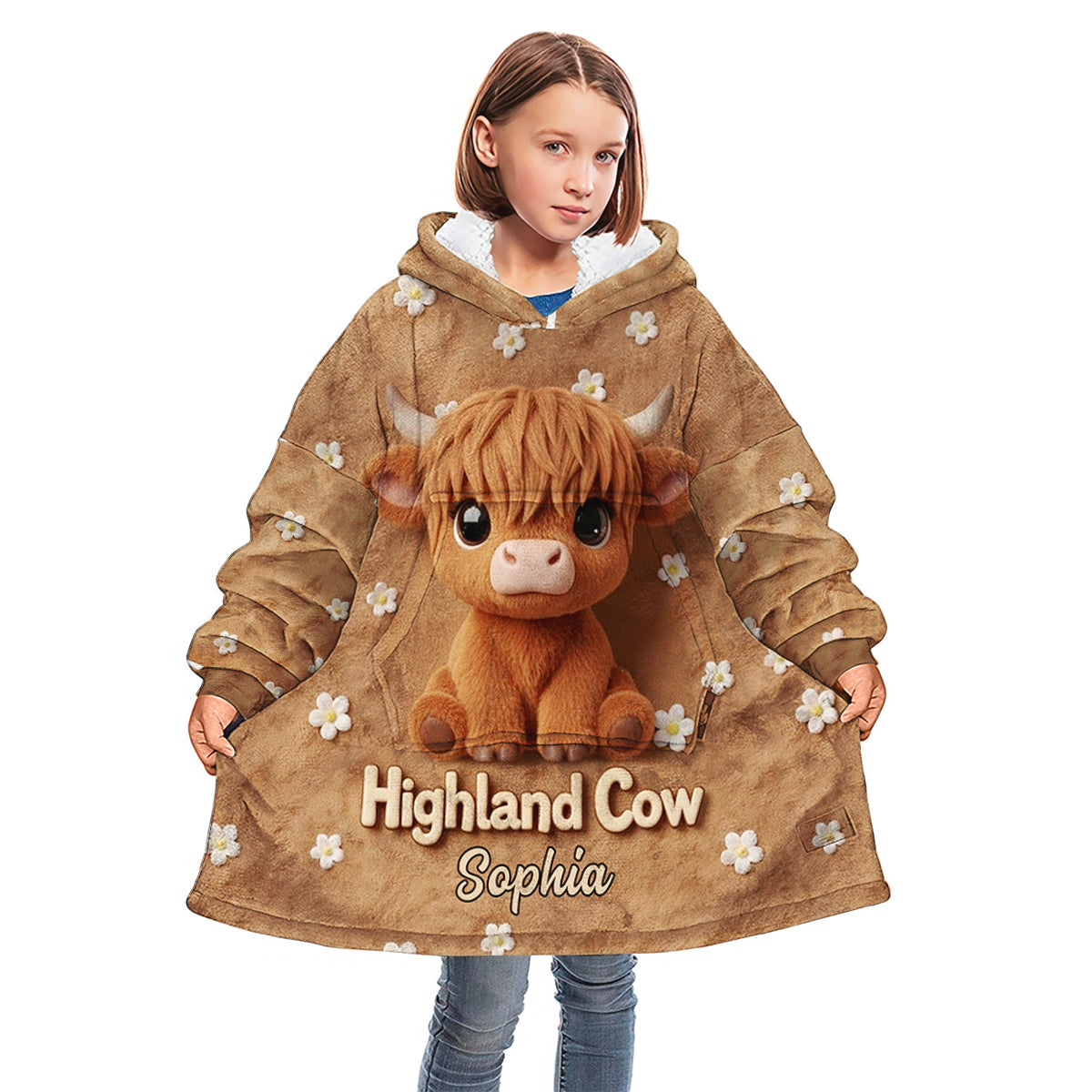 Just A Girl Who Loves Highland Cows - Personalized Highland Cow Blanket Hoodie
