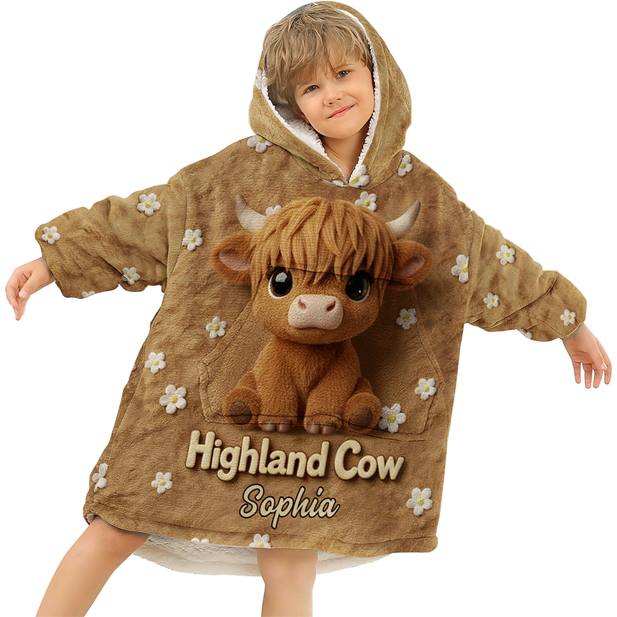 Just A Girl Who Loves Highland Cows - Personalized Highland Cow Blanket Hoodie
