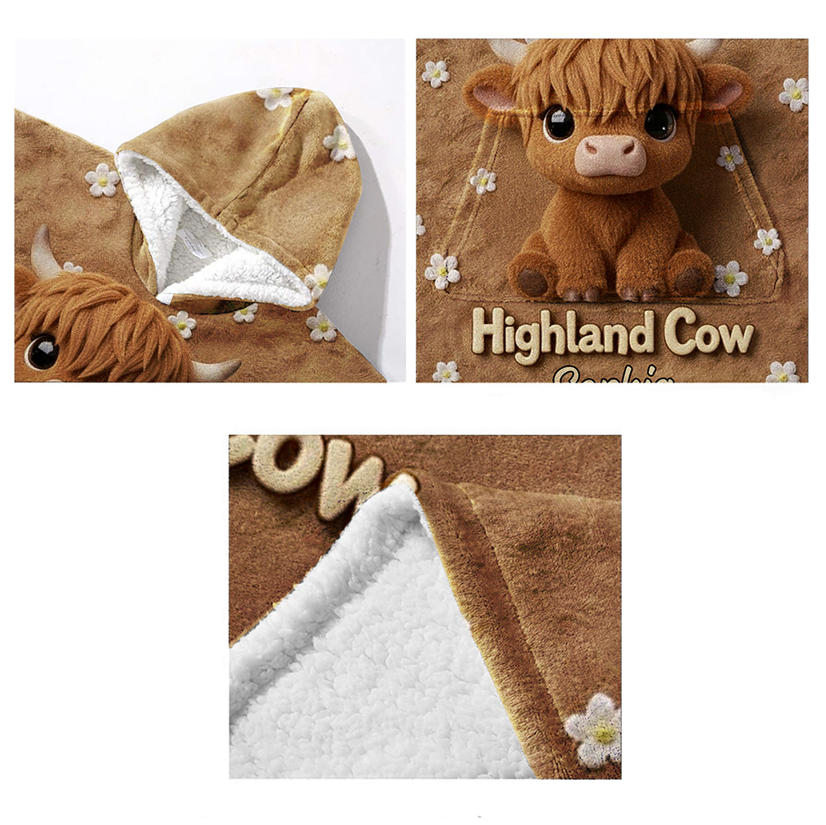 Just A Girl Who Loves Highland Cows - Personalized Highland Cow Blanket Hoodie