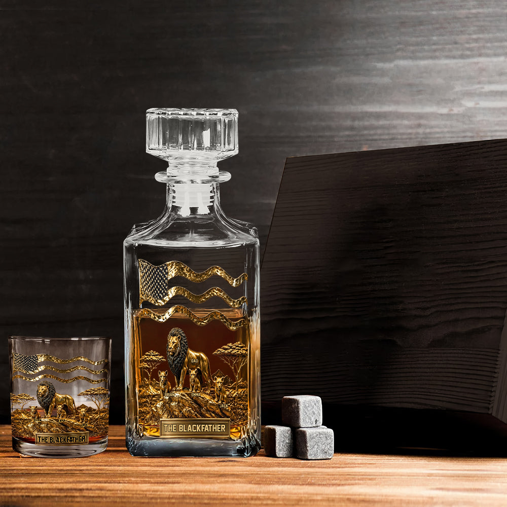 Le Papa Lion Noir - Ensemble de Carafe à Whisky Personnalisé