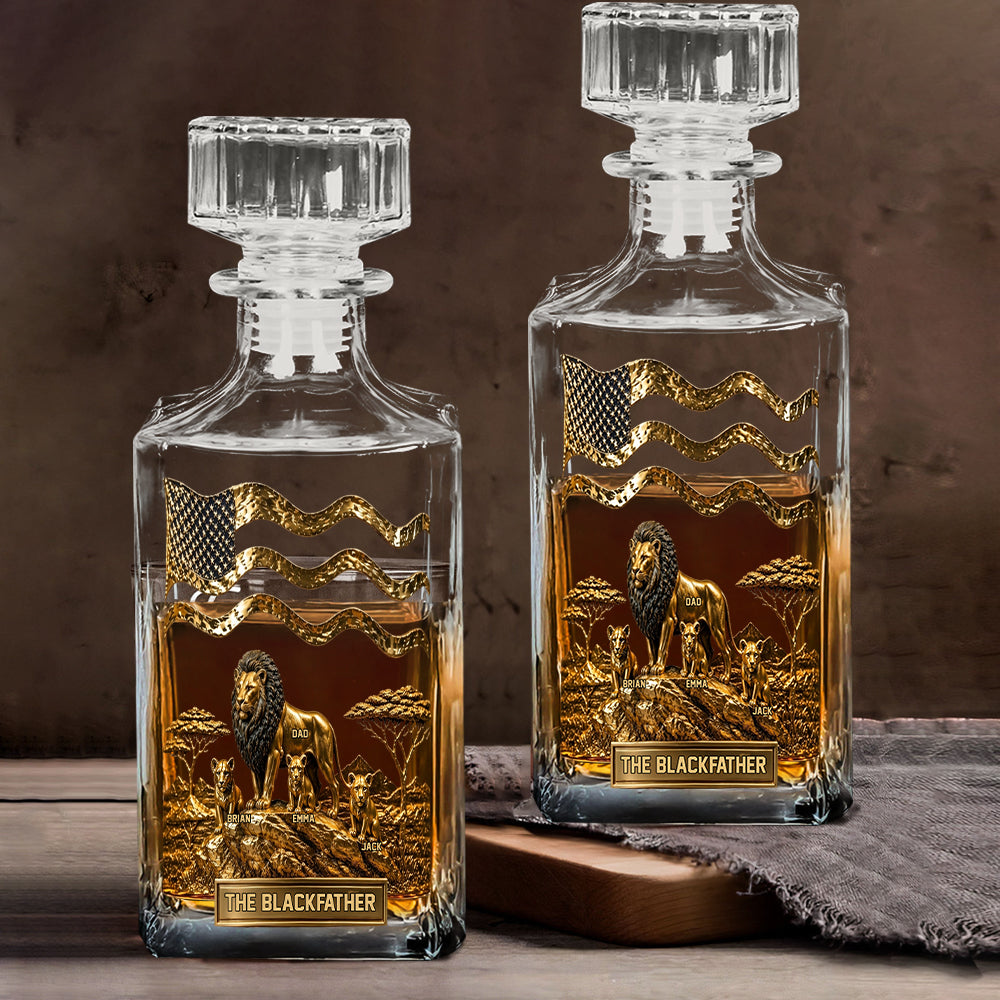 Le Papa Lion Noir - Ensemble de Carafe à Whisky Personnalisé