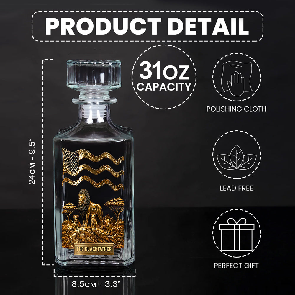 Le Papa Lion Noir - Ensemble de Carafe à Whisky Personnalisé