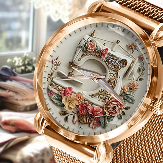 Magnifique machine à coudre - Montre à main personnalisée pour couturière 