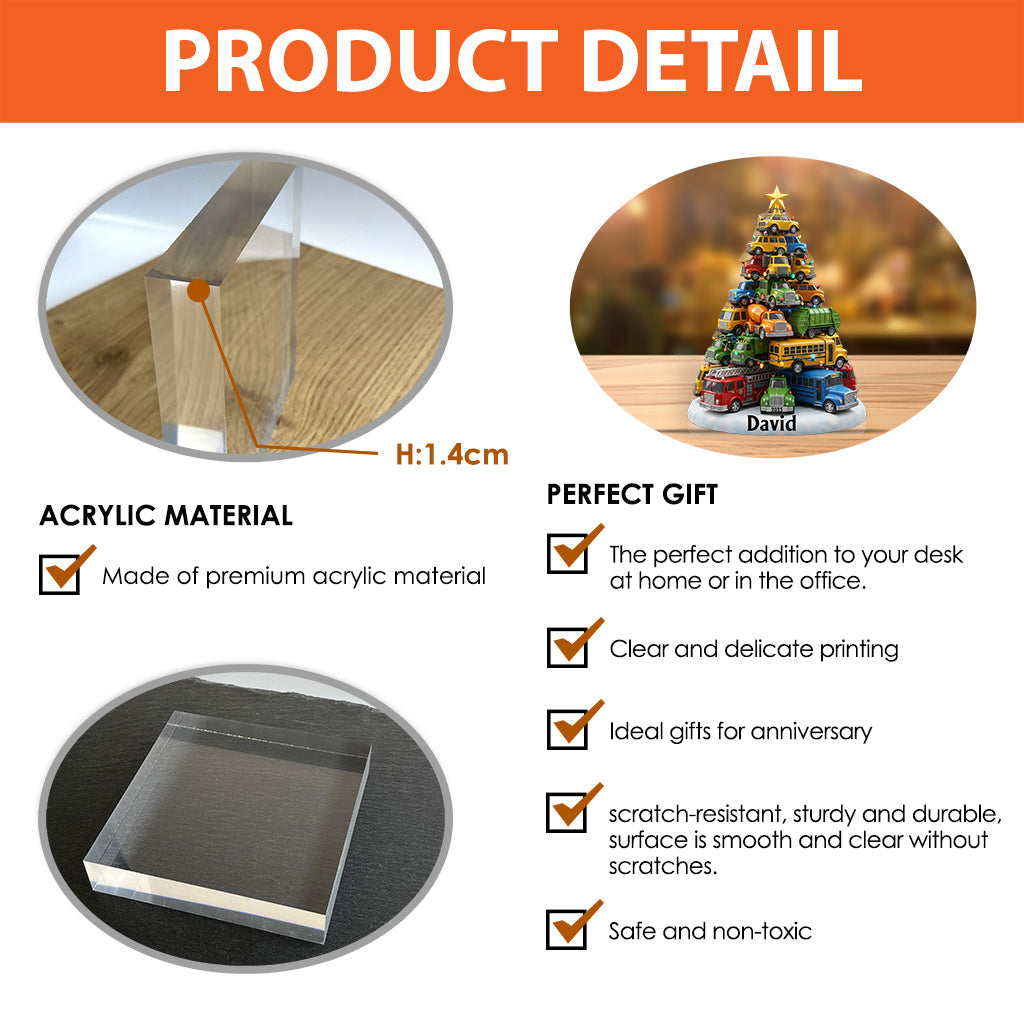 Sapin de Noël en forme de camion - Plaque acrylique personnalisée pour enfant