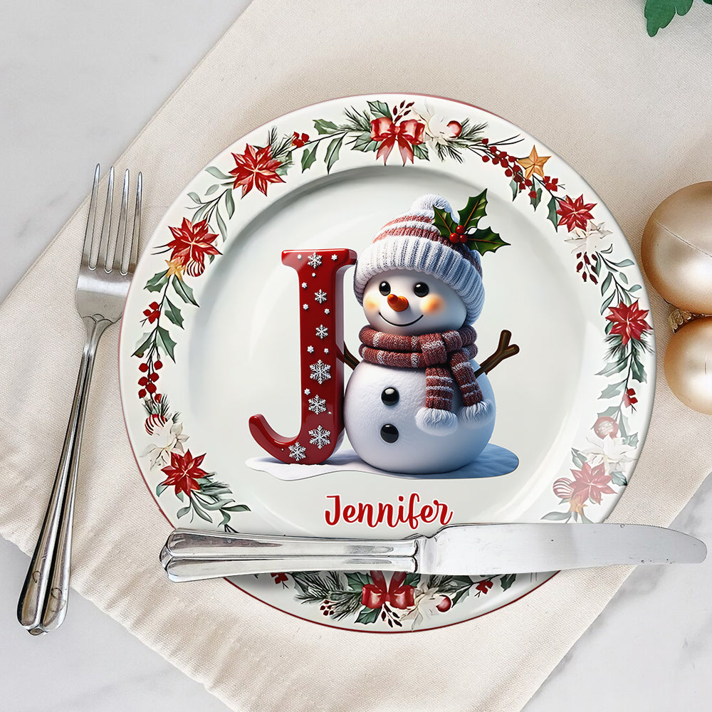Joyeux Noël - Assiette ronde en céramique personnalisée pour la famille