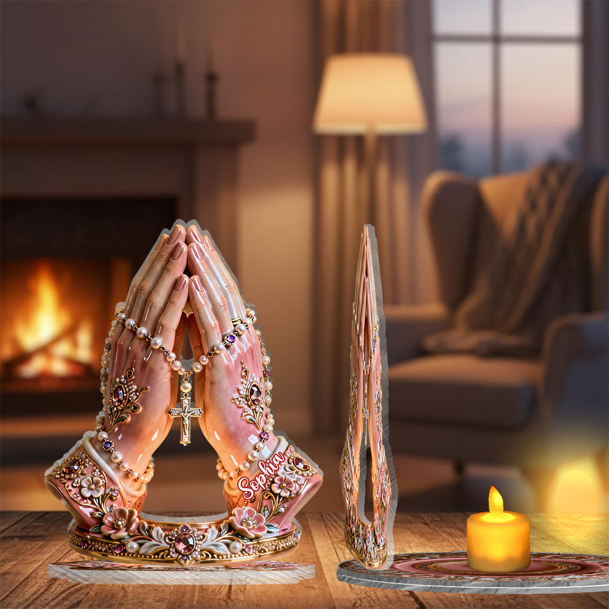 Temps de prière - Porte-bougie chrétien personnalisé