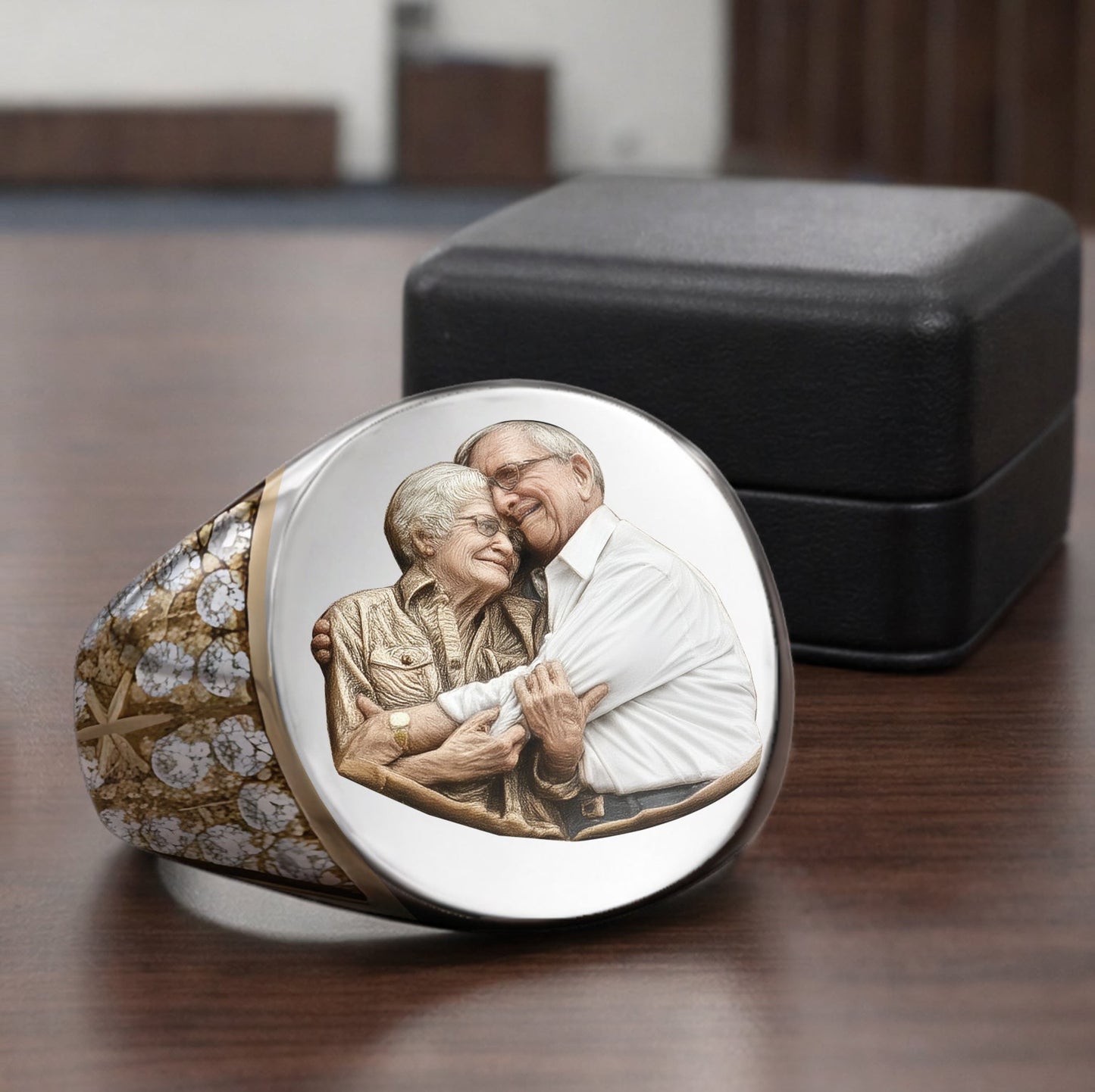 Joyeuse Saint-Valentin - Bague chevalière personnalisée pour couple